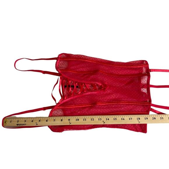 Seven Til Midnight Red Lace Up Front Corset with‎ Garter Straps Women's One Size - Picture 6 of 9